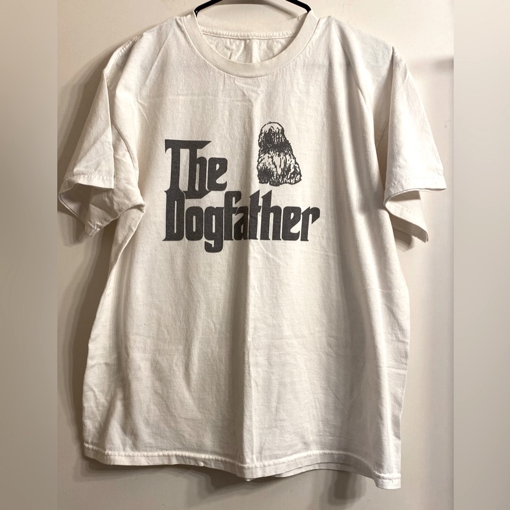 The Dogfather Short Sleeve T Shirt, white not sure size. Y2K